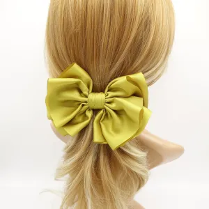 satin pleated hair bow multi-layered Spring Summer basic hair bow for women