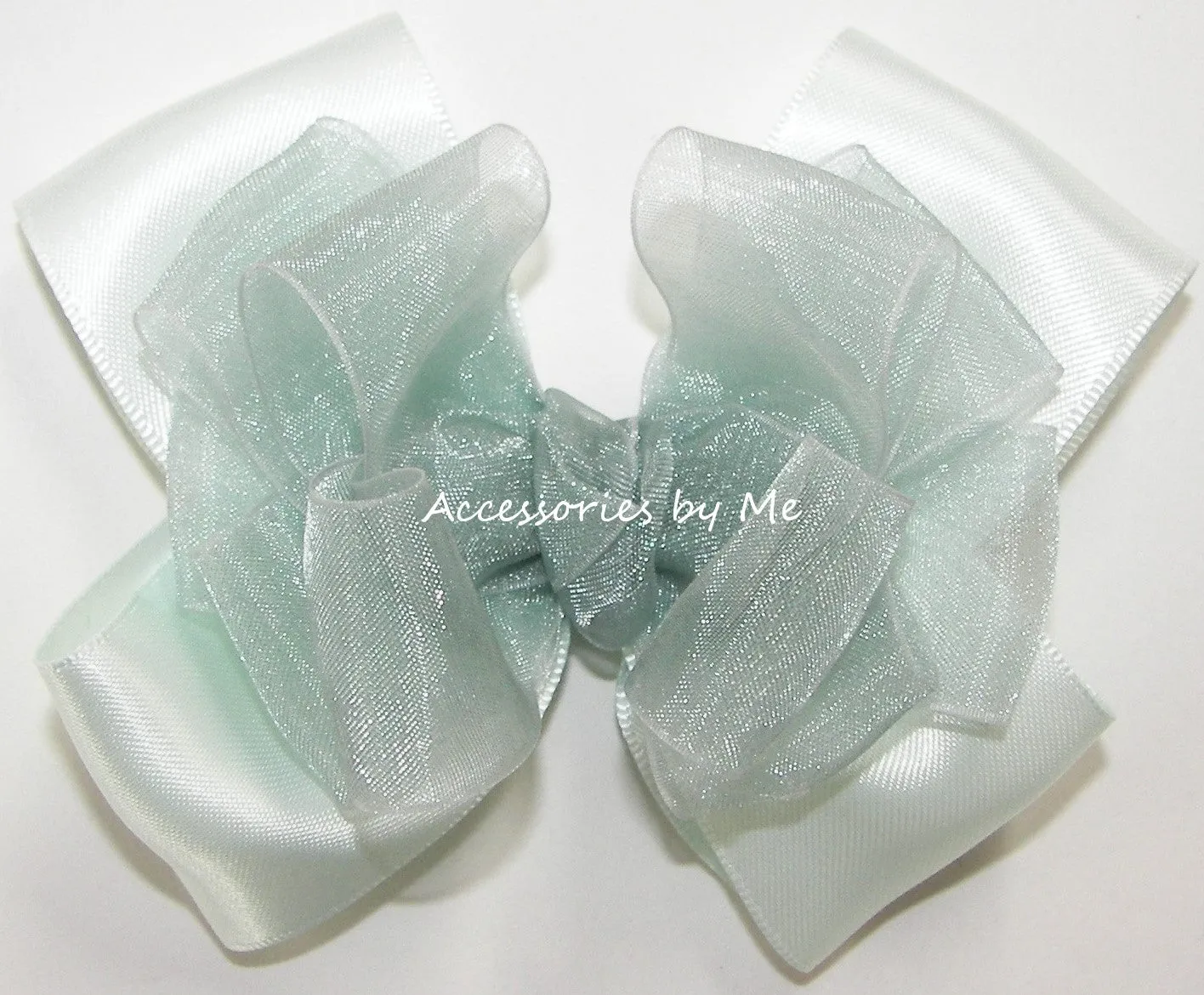 Seafoam Organza Satin Hair Bow