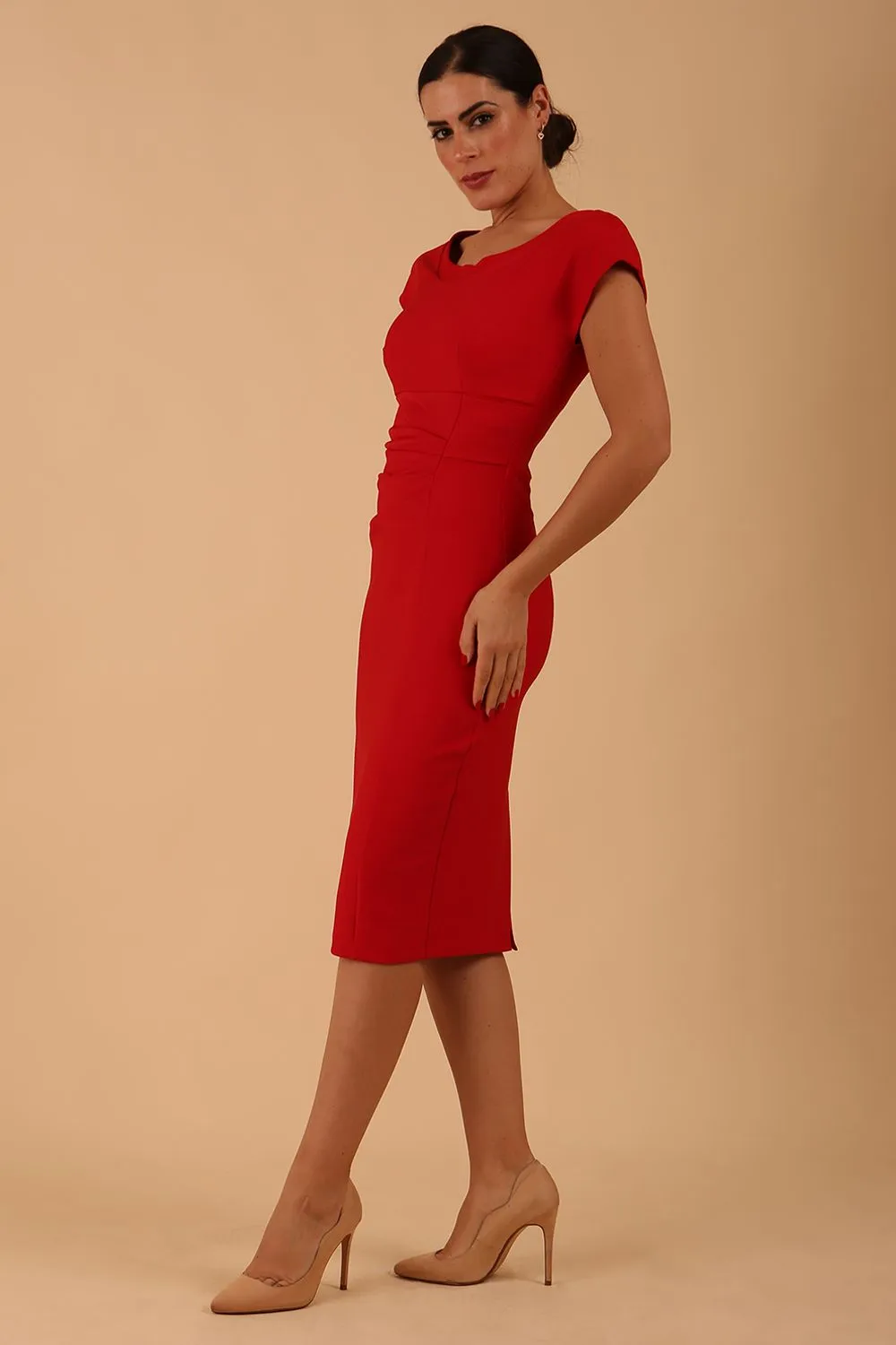 Seed Leela Rounded Neckline Cap Sleeved Dress