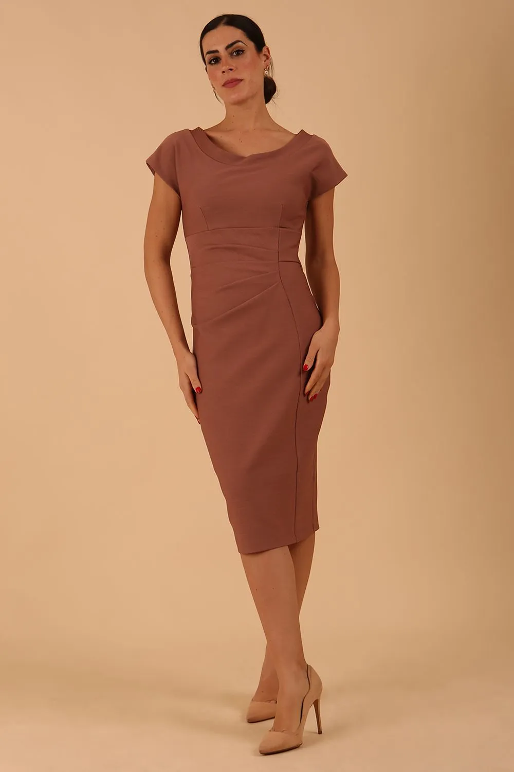 Seed Leela Rounded Neckline Cap Sleeved Dress