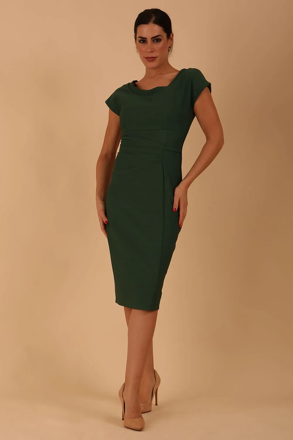 Seed Leela Rounded Neckline Cap Sleeved Dress