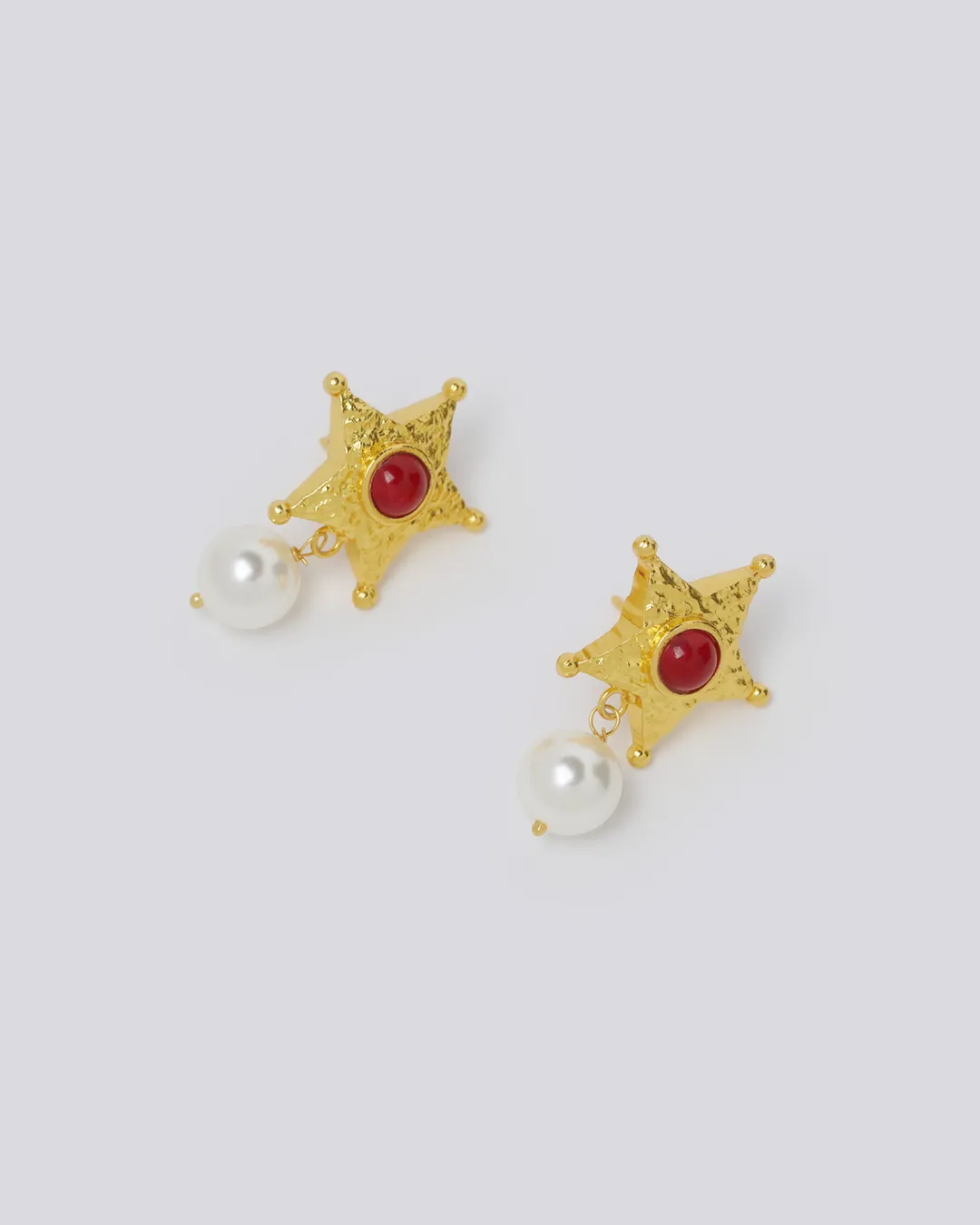 Sheriff Star Pearl Earrings