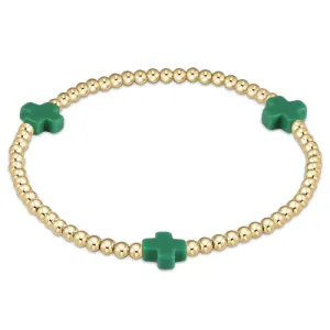 signature cross gold pattern 3mm bead bracelet - emerald by enewton