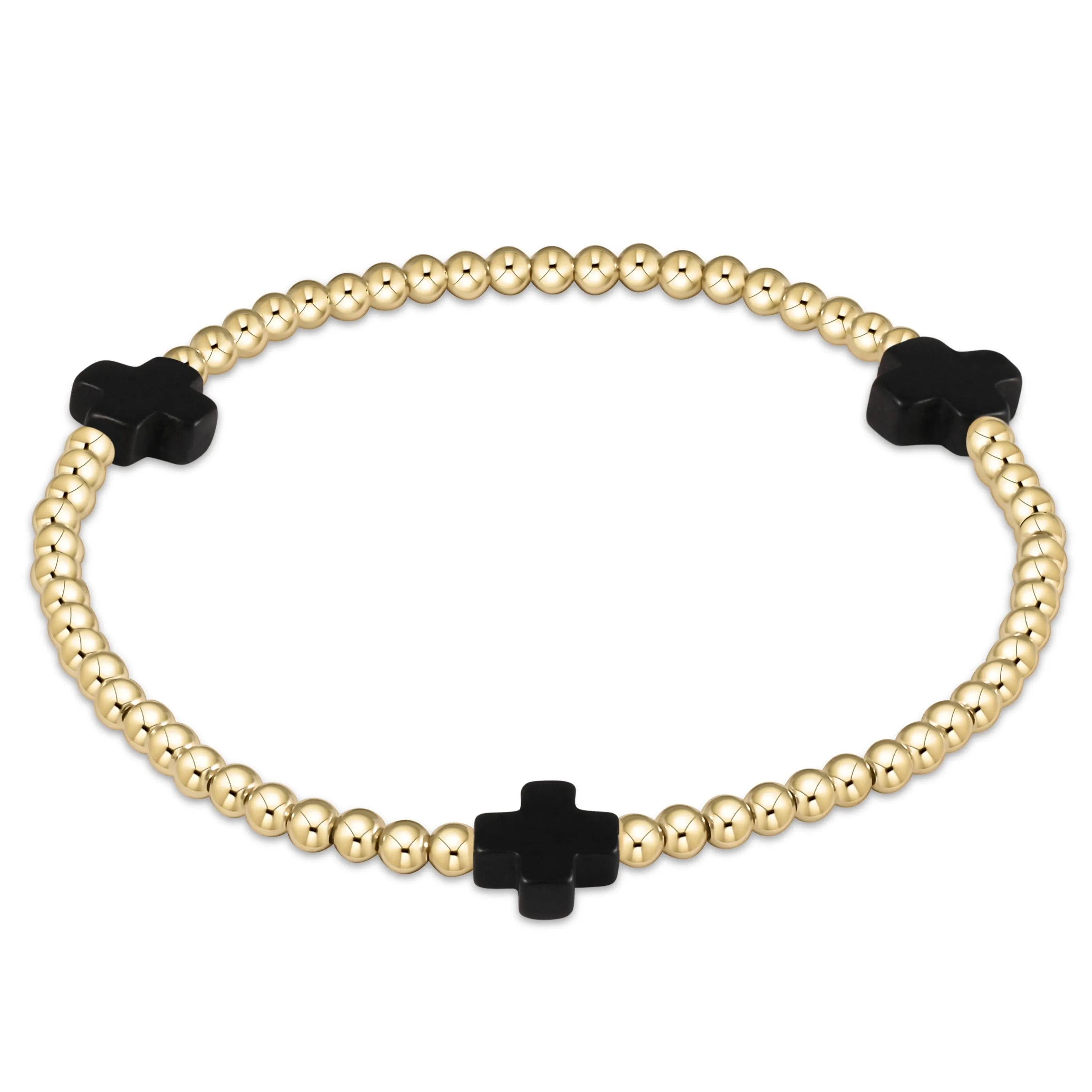 signature cross gold pattern 3mm bead bracelet