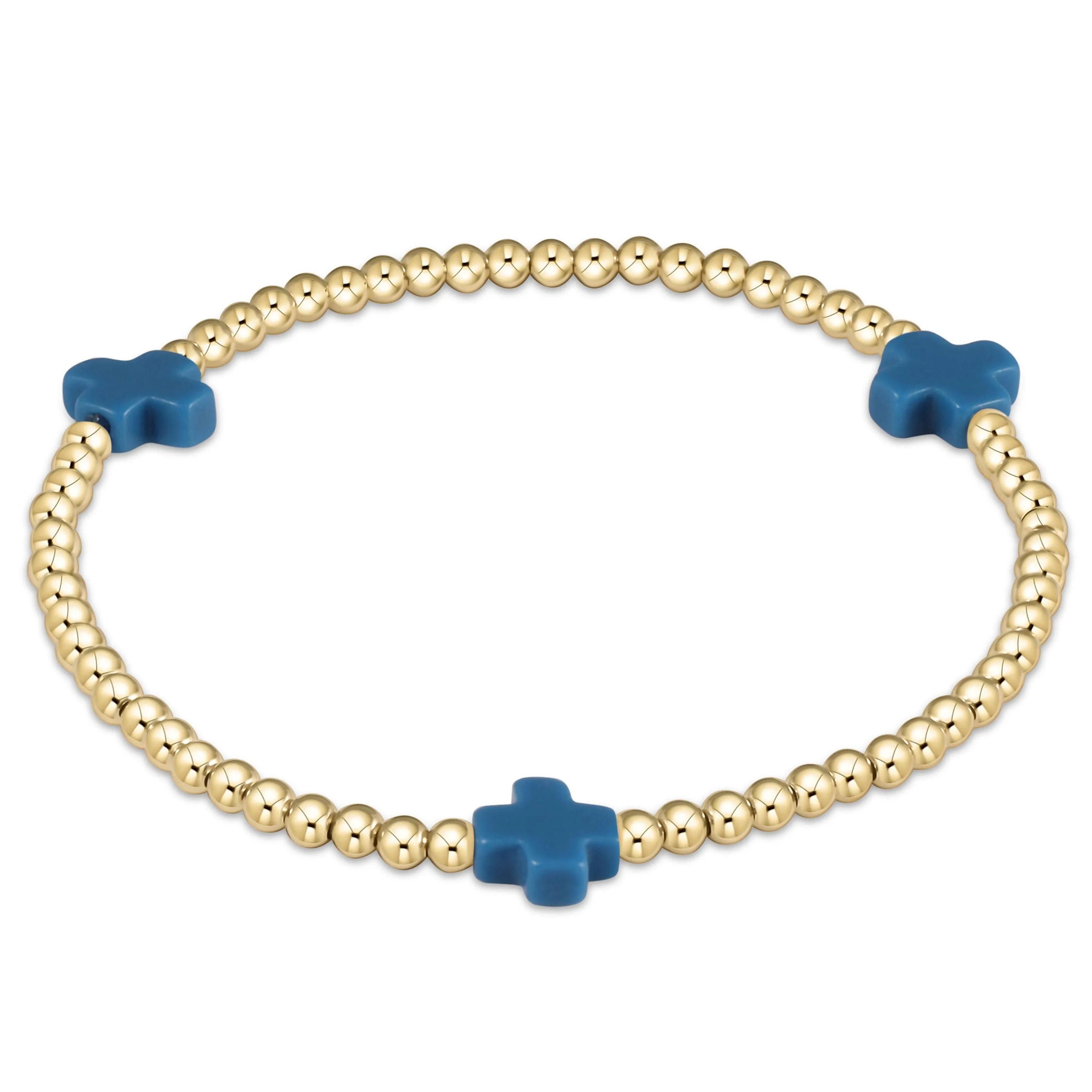 signature cross gold pattern 3mm bead bracelet