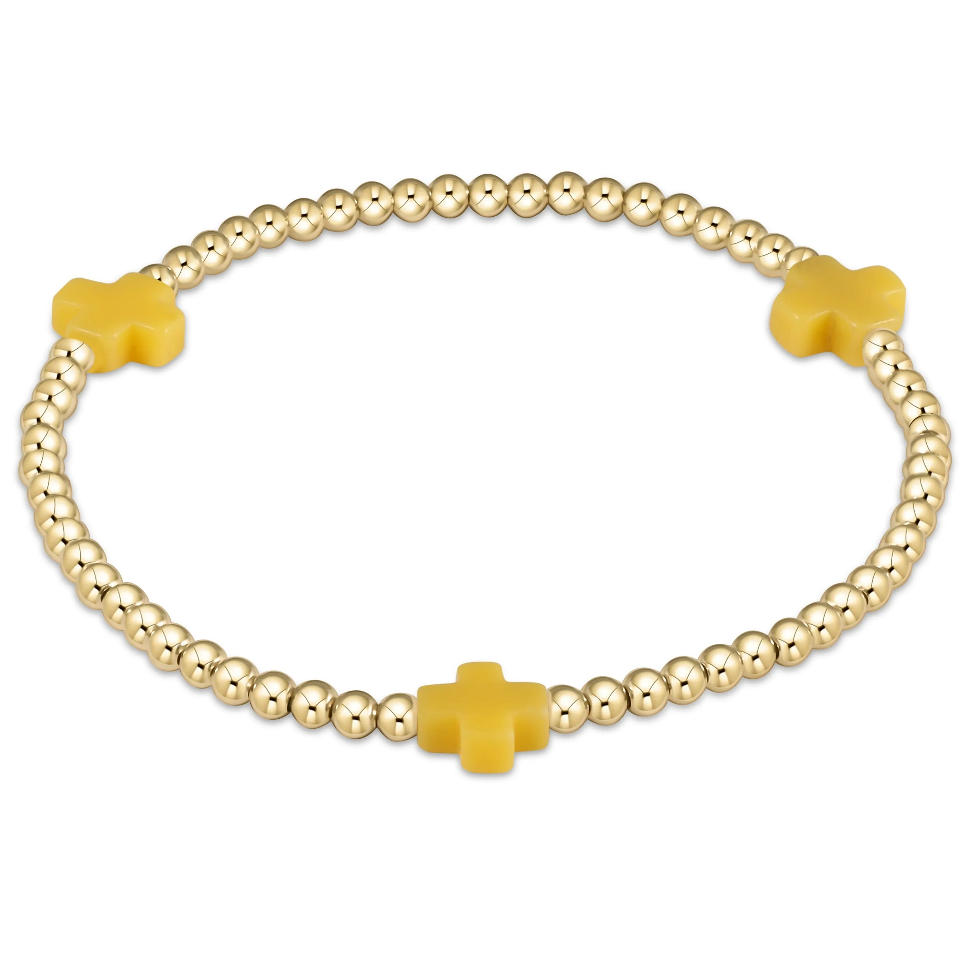 signature cross gold pattern 3mm bead bracelet