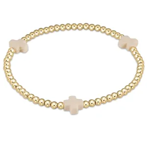 signature cross gold pattern 3mm bead bracelet