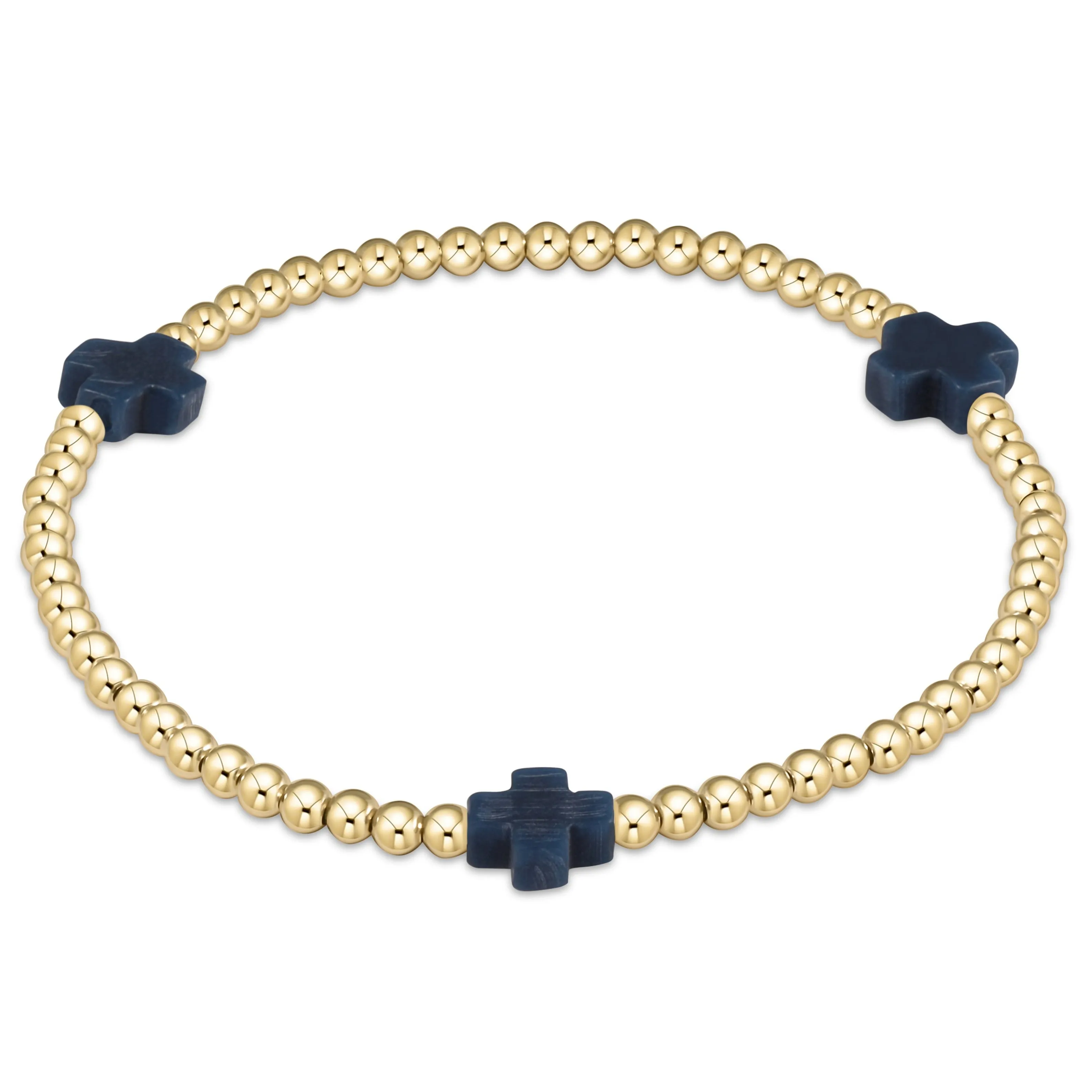 signature cross gold pattern 3mm bead bracelet