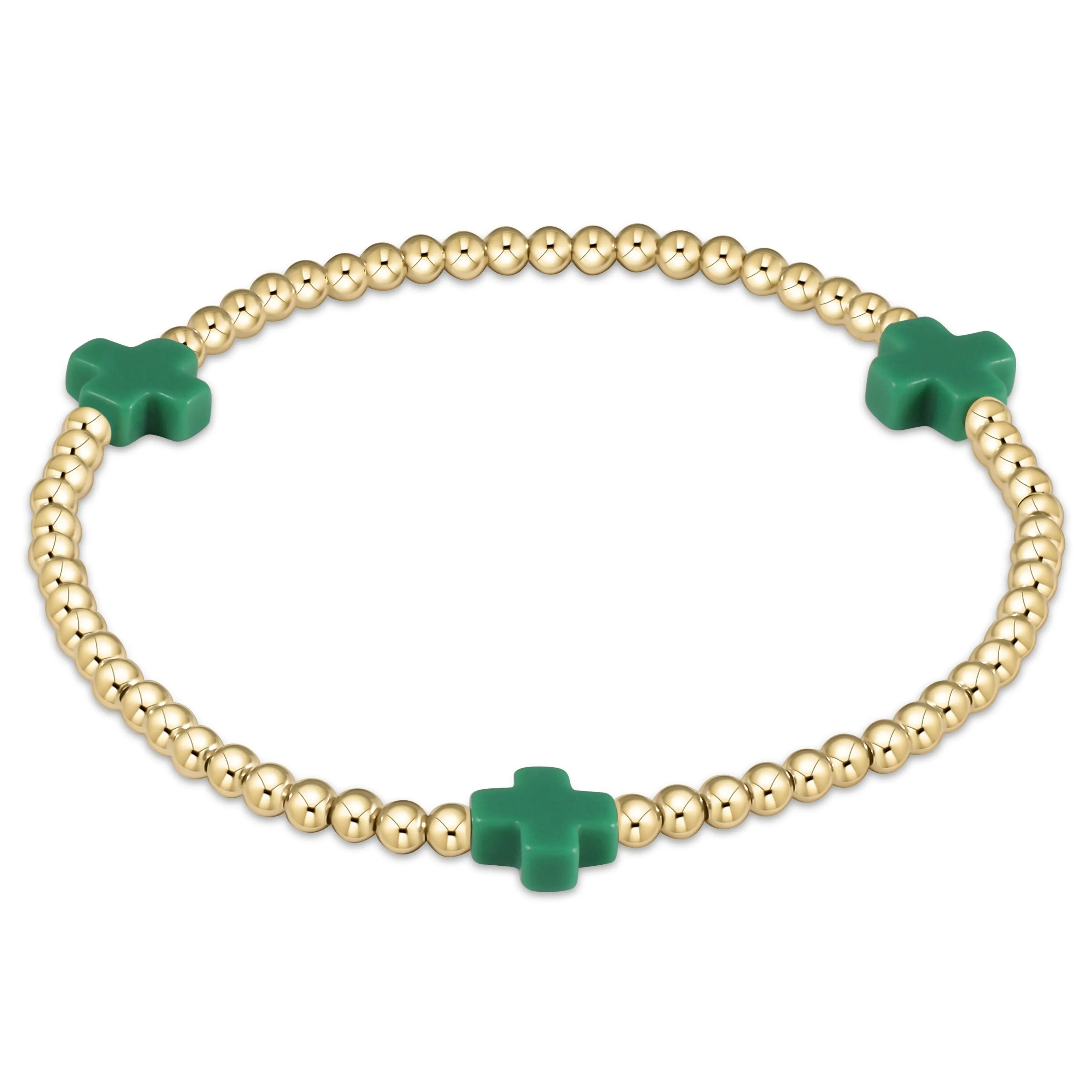 signature cross gold pattern 3mm bead bracelet