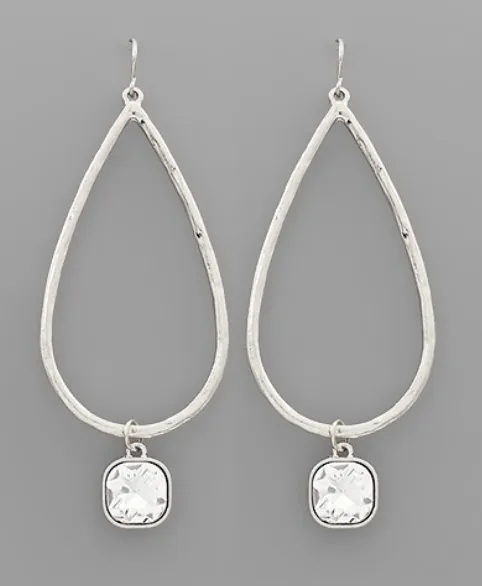 Silver Crystal Dangle Earrings