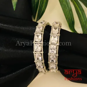 Silver CZ Bangles, Pair of 2 Bangles