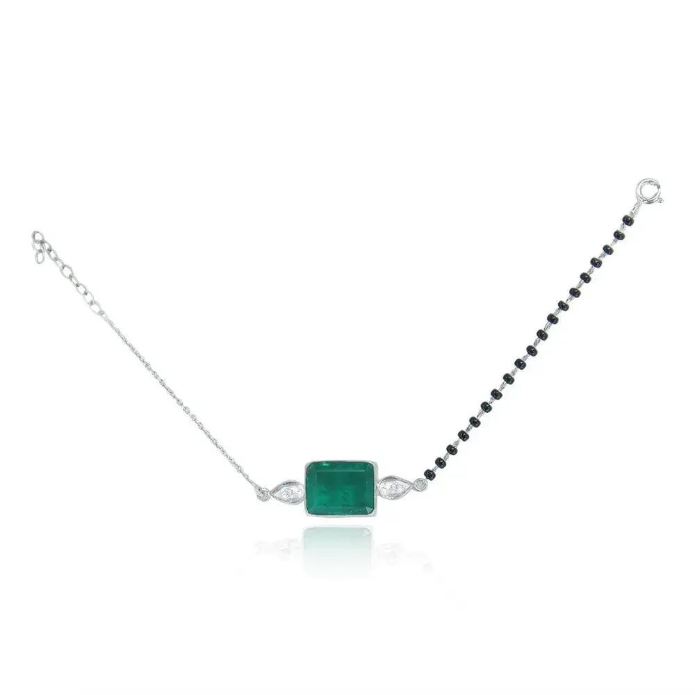 Silver Green Mangalsutra Bracelet