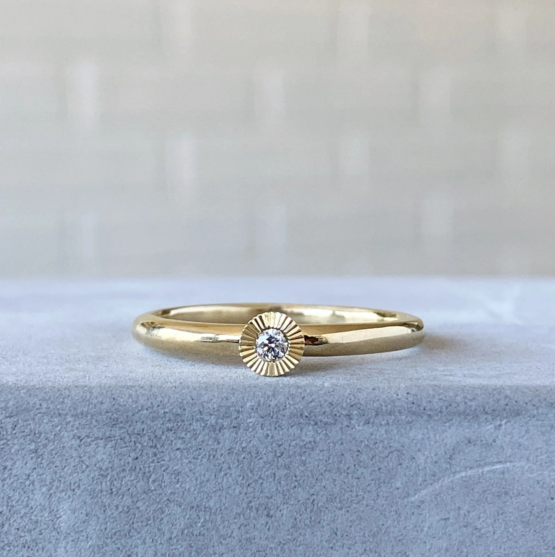 Small Aurora Diamond Stacking Ring in Yellow Gold