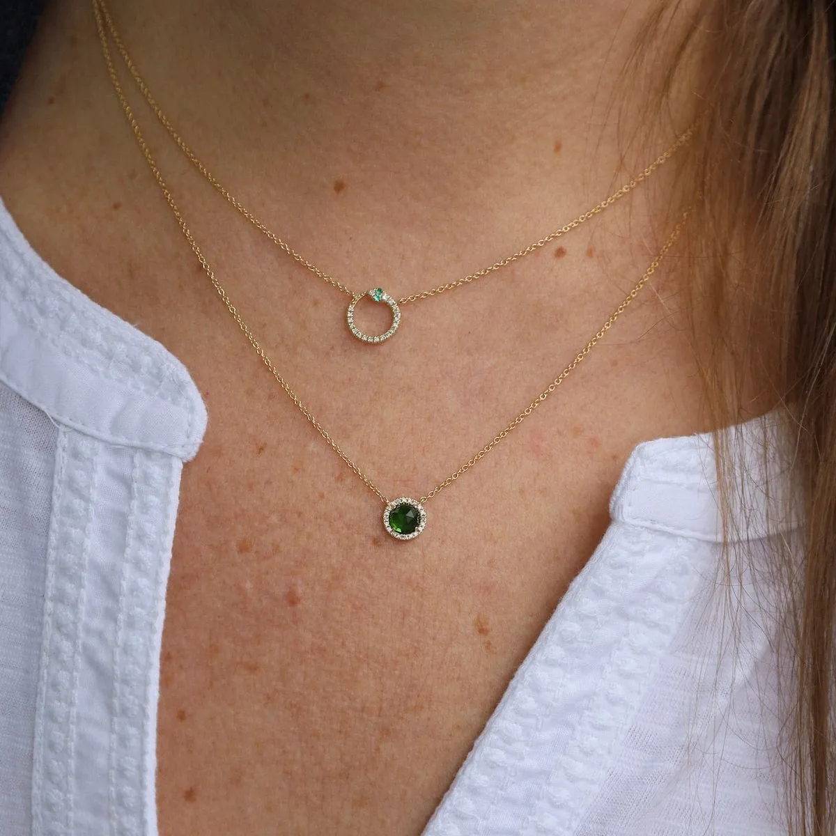 Snake Ouroboros Necklace with Tsavorite Garnets