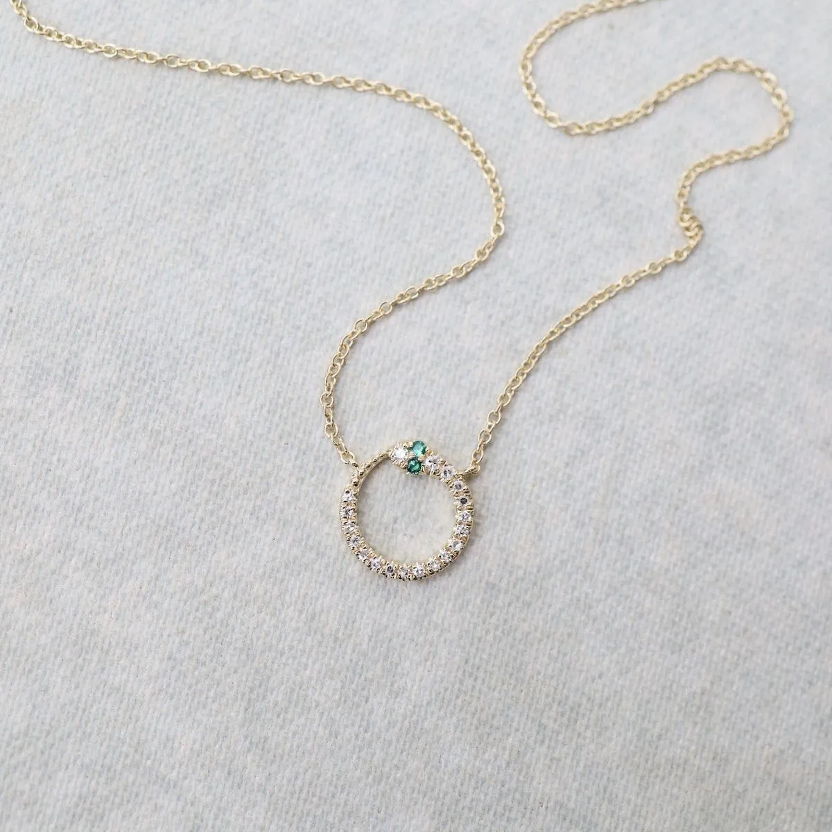 Snake Ouroboros Necklace with Tsavorite Garnets