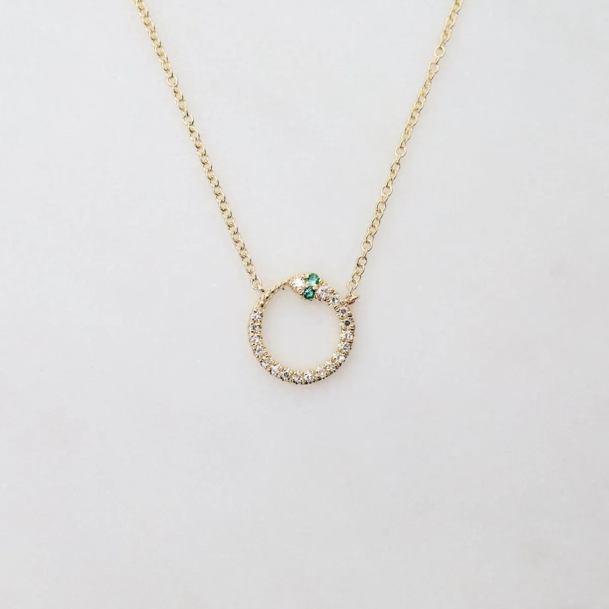 Snake Ouroboros Necklace with Tsavorite Garnets