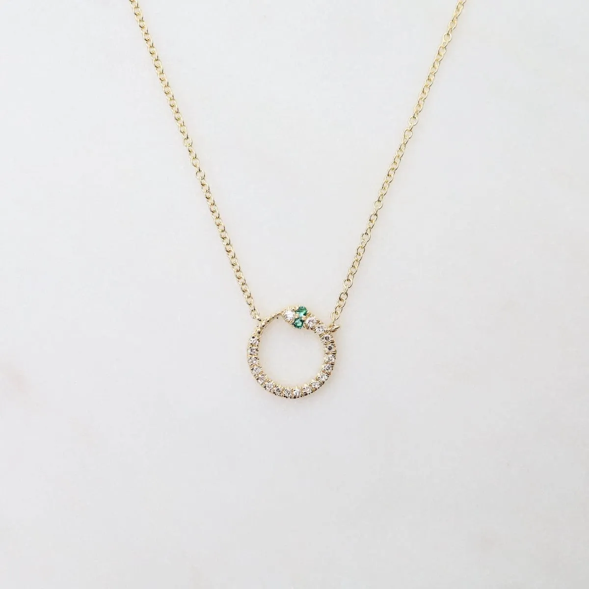 Snake Ouroboros Necklace with Tsavorite Garnets