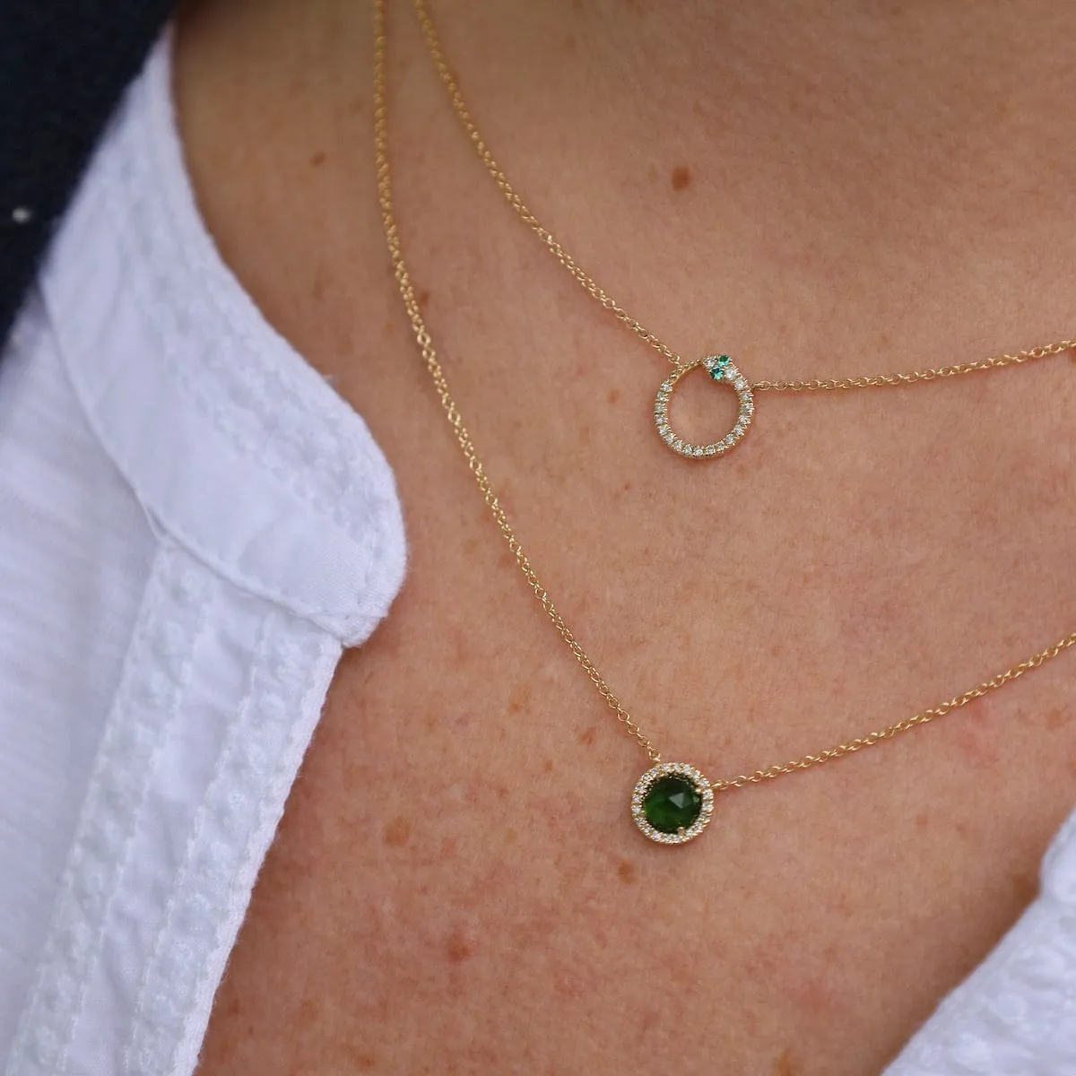 Snake Ouroboros Necklace with Tsavorite Garnets