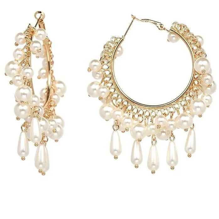 Snow-Sicle Faux Pearl Hoop Earrings