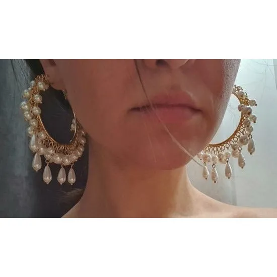 Snow-Sicle Faux Pearl Hoop Earrings