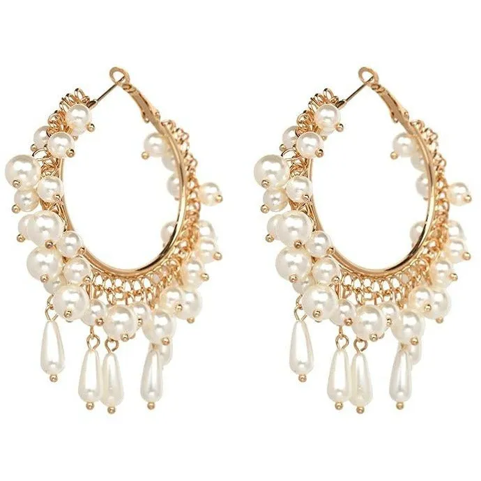 Snow-Sicle Faux Pearl Hoop Earrings