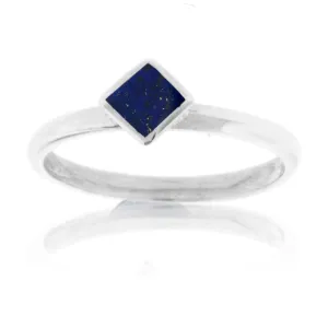 Square On Point Lapis Inlay Ring