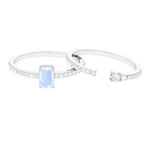 Stackable Ring Set with Moonstone and Diamond