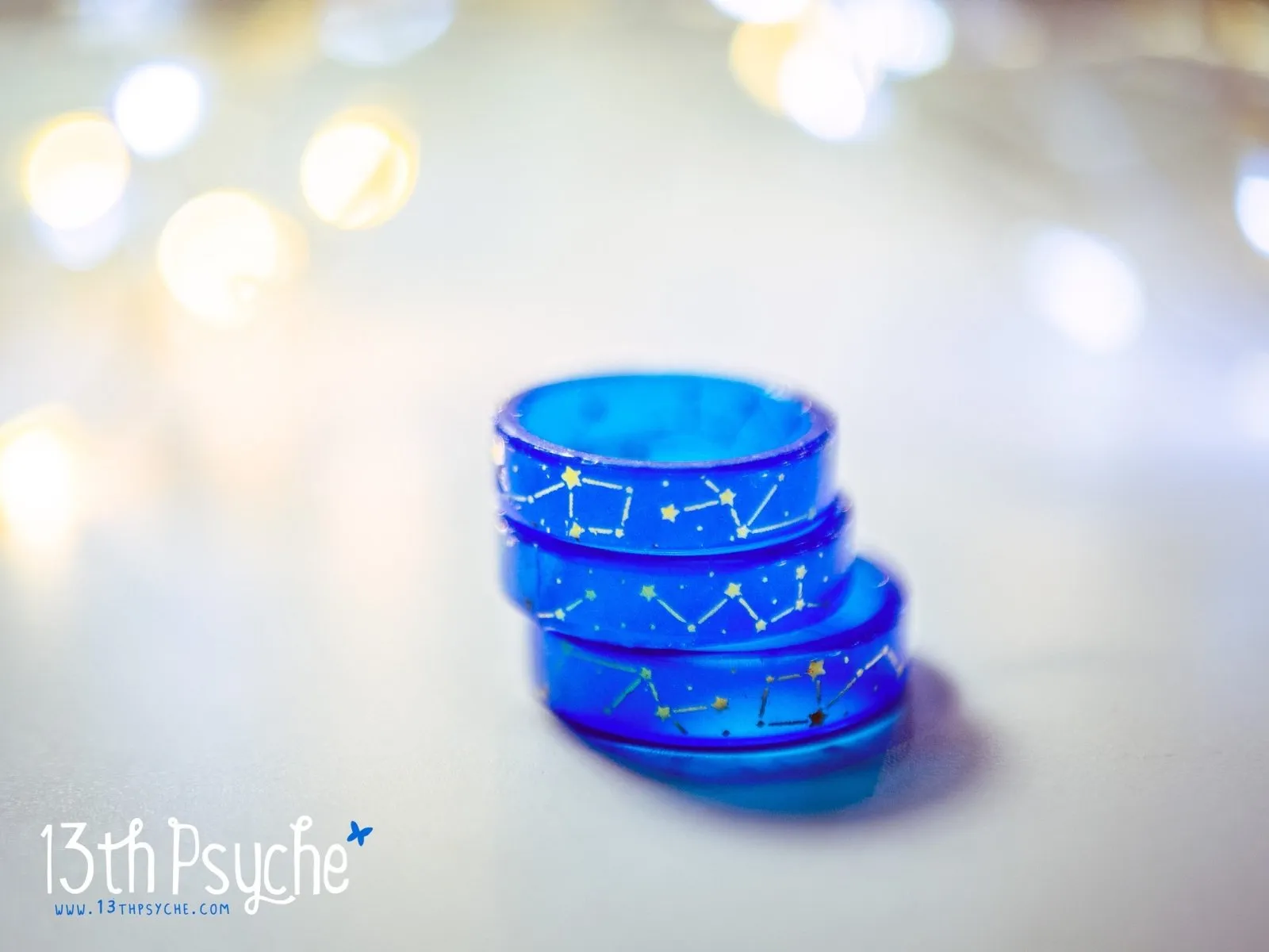 Star constellations blue resin ring