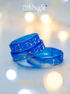 Star constellations blue resin ring