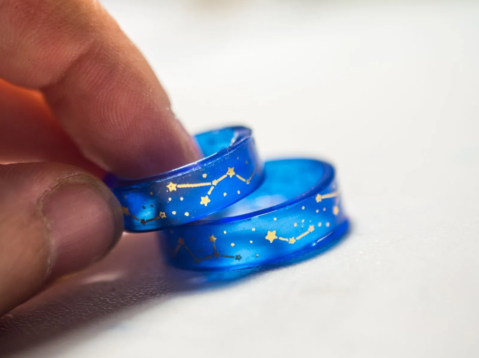 Star constellations blue resin ring