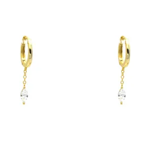 Sterling Silver Gold Plated CZ Teardrop Dangle Earrings