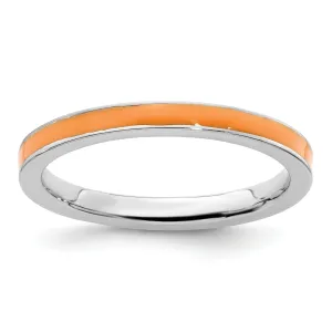 Sterling Silver Orange Enameled 2.25MM Ring