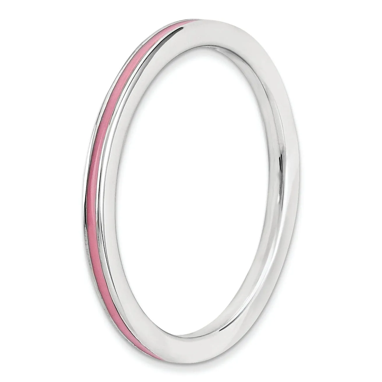 Sterling Silver Pink Enameled 1.5MM Ring