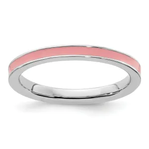 Sterling Silver Pink Enameled 2.25MM Ring