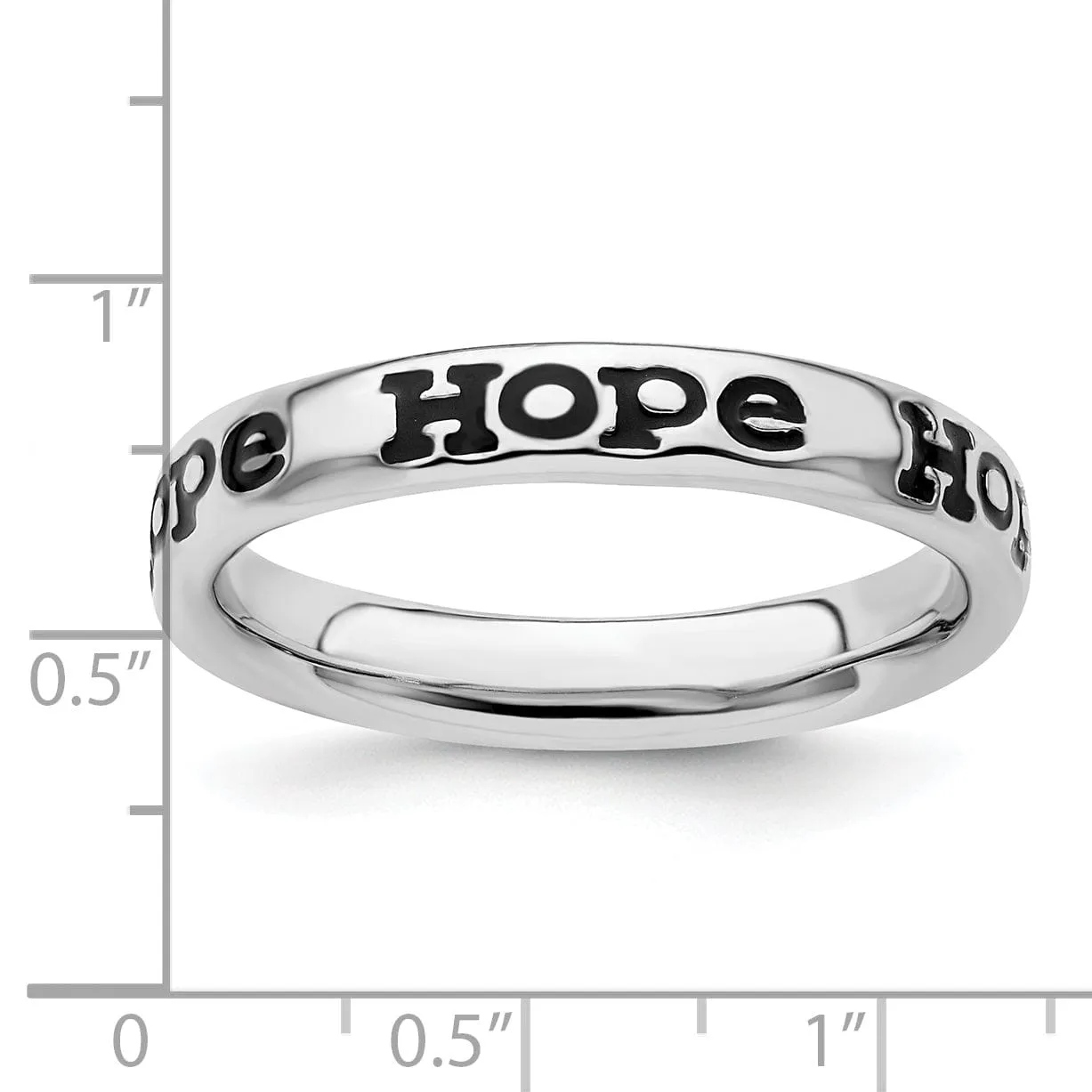 Sterling Silver Polished Enameled Hope Ring