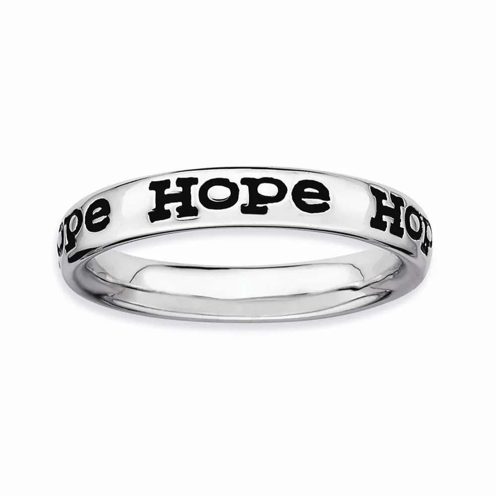 Sterling Silver Polished Enameled Hope Ring