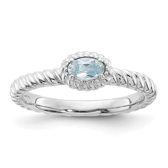 Sterling Silver Stackable Expressions Aquamarine Ring