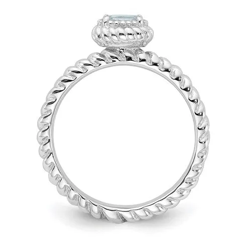 Sterling Silver Stackable Expressions Aquamarine Ring