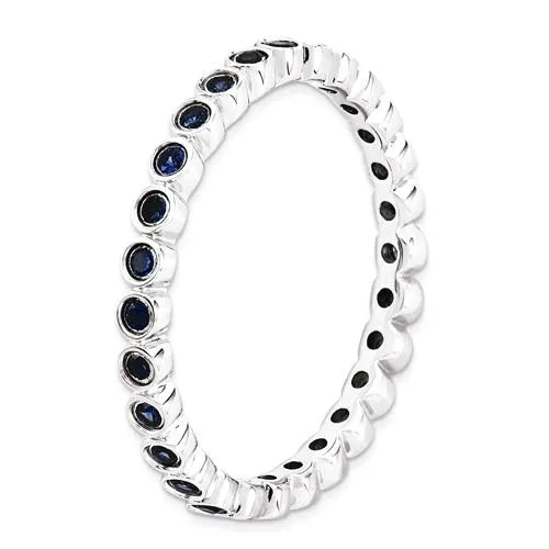 Sterling Silver Stackable Expressions Bezel Cr. Blue Sapphire 2.25mm Eternity Band