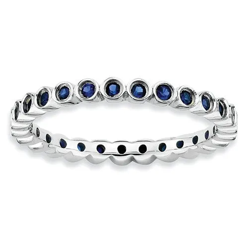 Sterling Silver Stackable Expressions Bezel Cr. Blue Sapphire 2.25mm Eternity Band