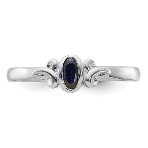 Sterling Silver Stackable Expressions Blue Sapphire Oval Ring