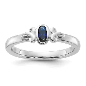 Sterling Silver Stackable Expressions Blue Sapphire Oval Ring