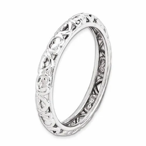 Sterling Silver Stackable Expressions Carved Hearts Eternity Ring