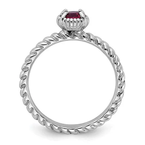 Sterling Silver Stackable Expressions Created Ruby Round Ring