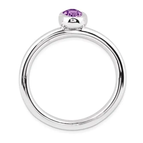 Sterling Silver Stackable Expressions Oval Amethyst Ring