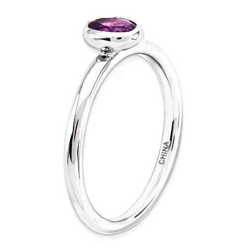 Sterling Silver Stackable Expressions Oval Amethyst Ring