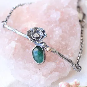 Summer poppy Emerald sterling silver bracelet