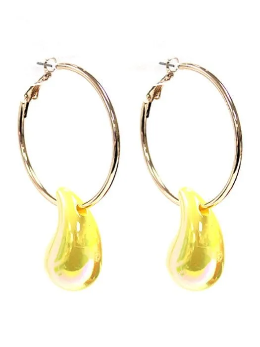 TE10491 Hoop Teardrop Dangle Earrings