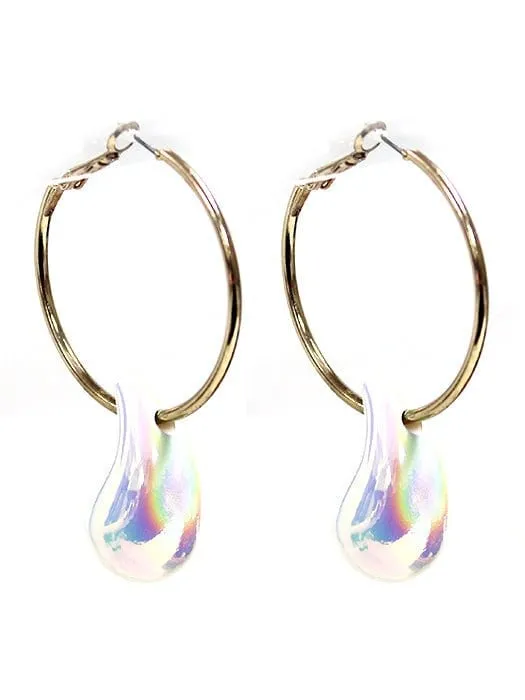 TE10491 Hoop Teardrop Dangle Earrings