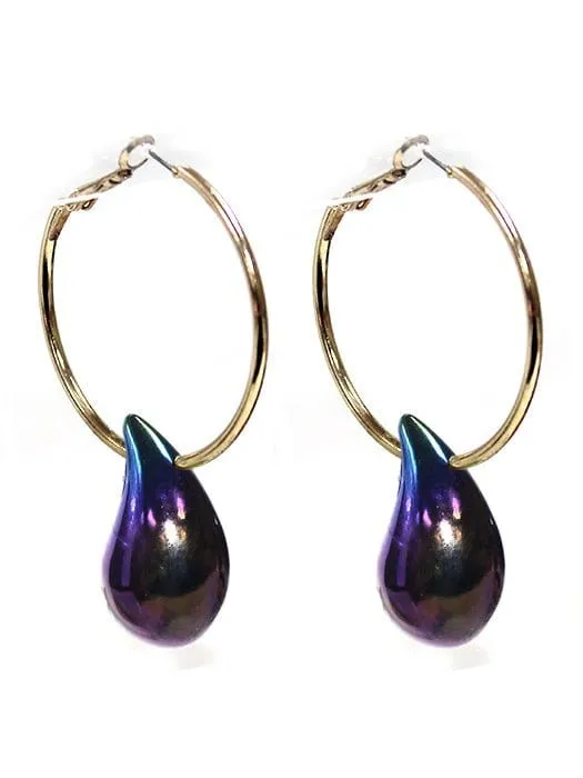 TE10491 Hoop Teardrop Dangle Earrings